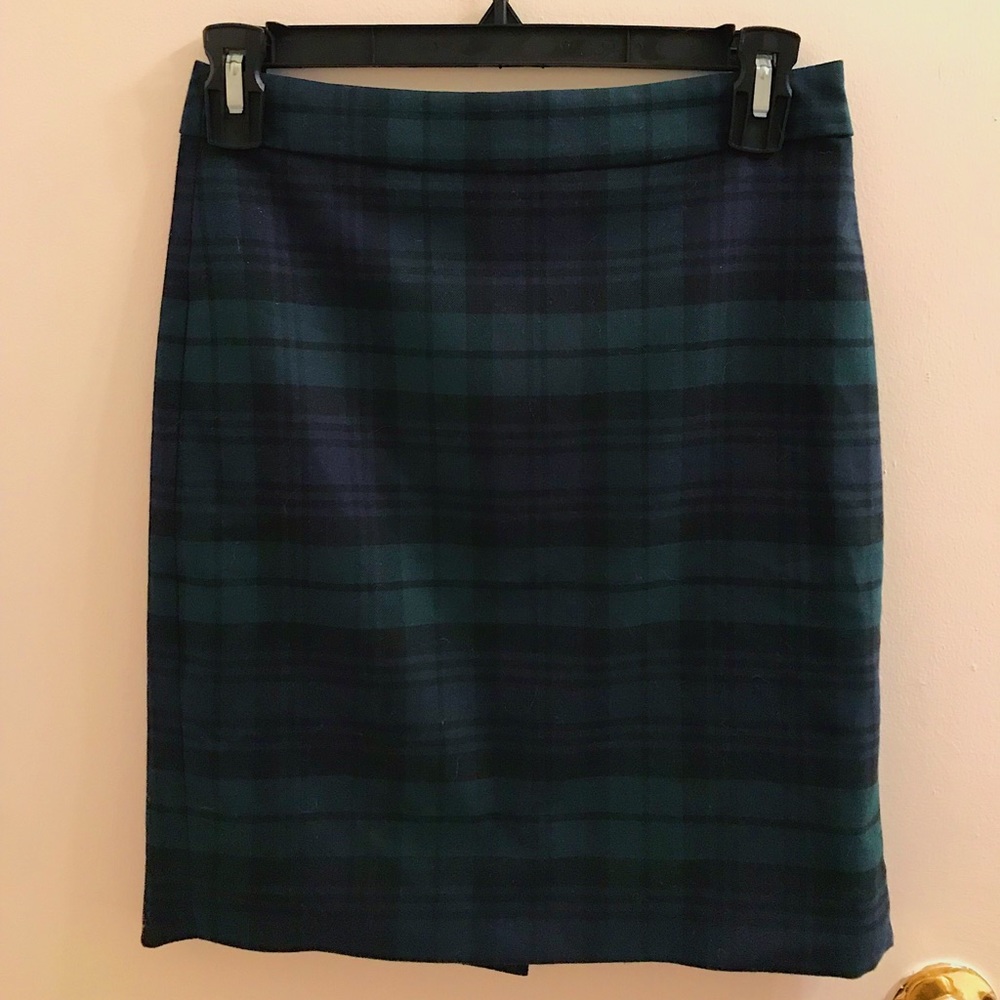 J. Crew Forest Green & Navy Pencil Skirt